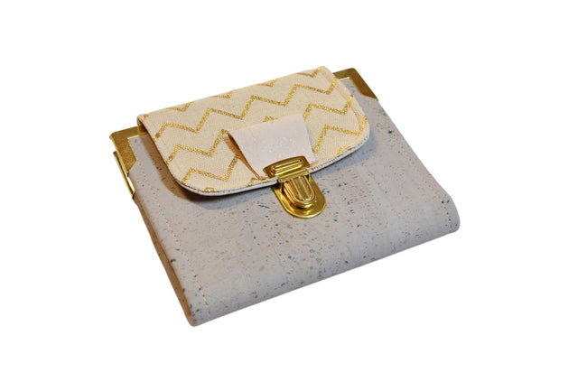 Portefeuille en liège doré et gris - Design élégant et éthique - Shirley Chiche planner