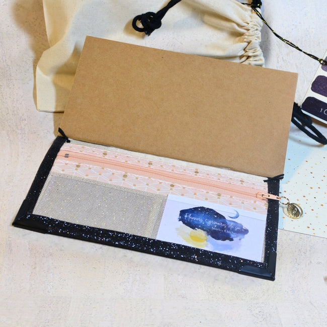 Portefeuille Lune pailleté & porte carnets - Les jours souples