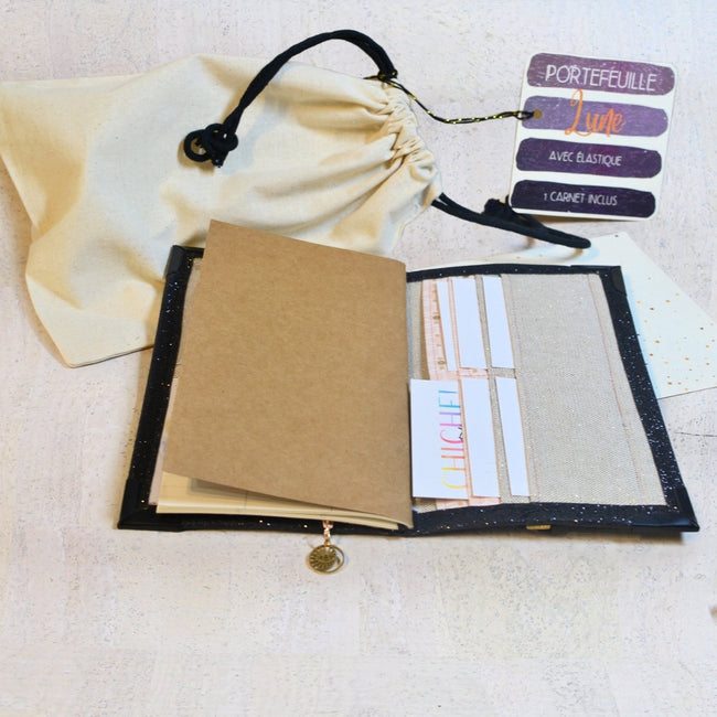 Portefeuille Lune pailleté & porte carnets - Les jours souples