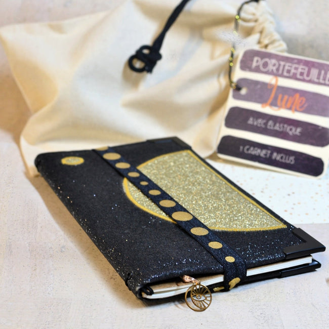 Portefeuille Lune pailleté & porte carnets - Les jours souples