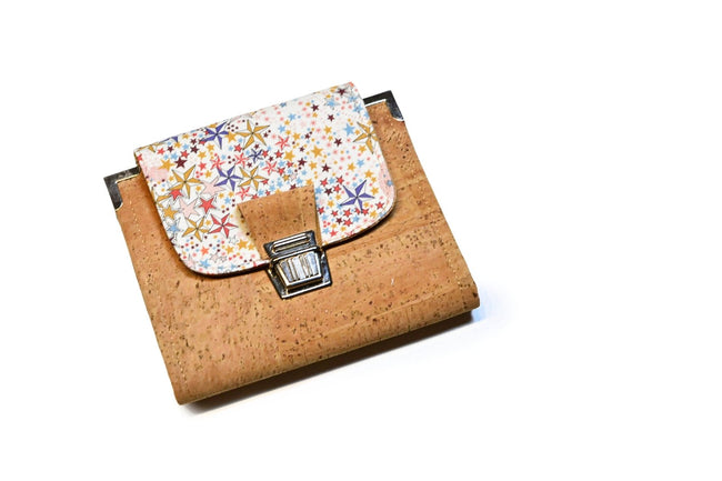 Portefeuille pour femme en liège naturel et Liberty Adelajda Mon étoile - Shirley Chiche planner