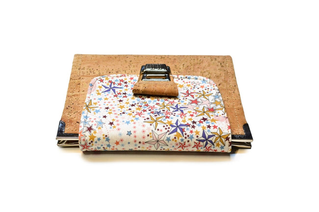 Portefeuille pour femme en liège naturel et Liberty Adelajda Mon étoile - Shirley Chiche planner