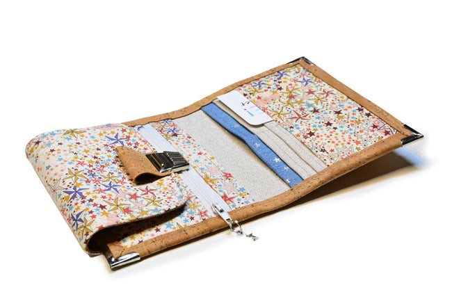 Portefeuille pour femme en liège naturel et Liberty Adelajda Mon étoile - Shirley Chiche planner