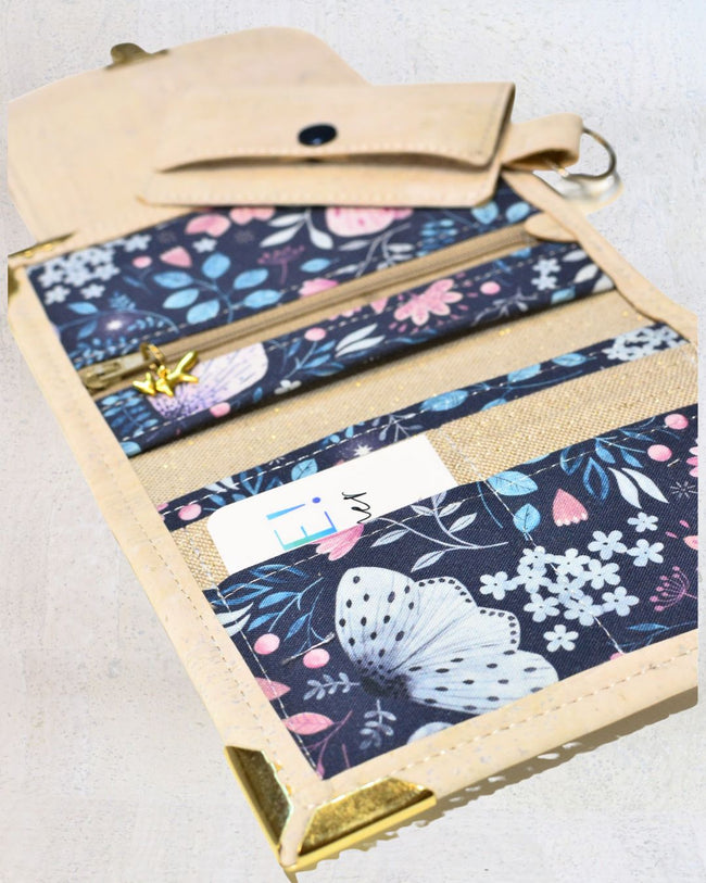 portefeuille et maroquinerie en liège éthique et coton fait main shirley chiche pour les jours souples