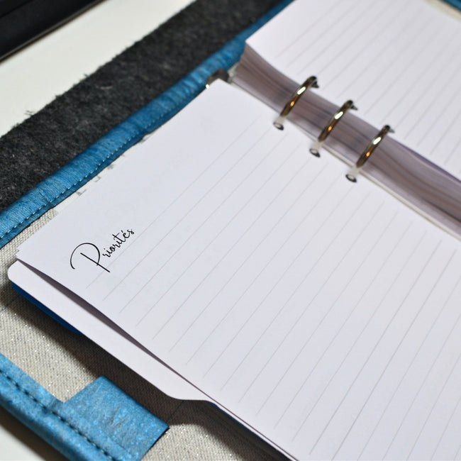 Recharge A5 agenda 2026 avec espace de note et priorités - Les jours souples