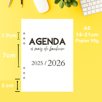 Recharge agenda 2025 - 2026 - avec espace de note mensuel - Les jours souples