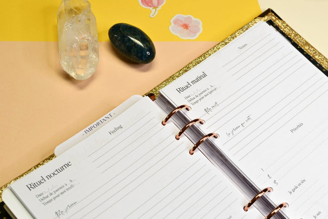 insert A5 santé mentale et rituel matin et soir, recharge pour organiseur planner A5 shirley chiche les jours souples