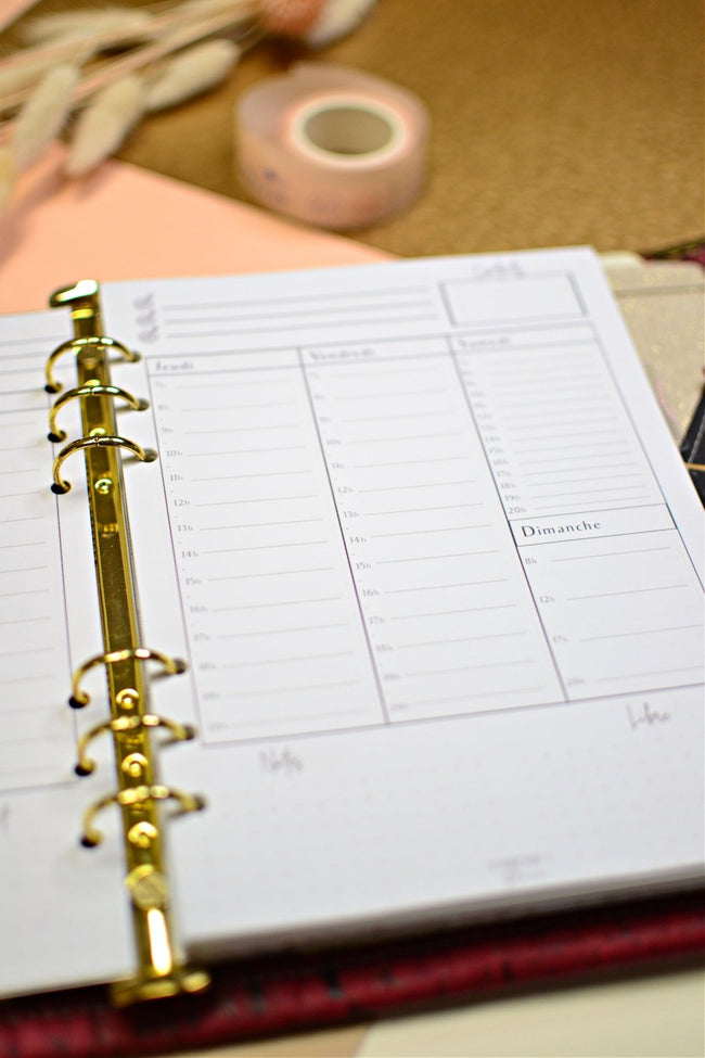 La recharge perforée pour votre planning hebdomadaire - Shirley Chiche planner