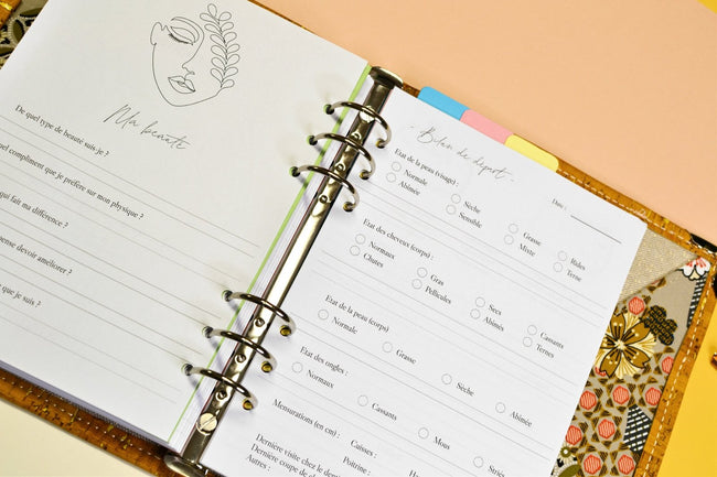 insert a5 routine beauté pour organiseur planner français, recharge routine beauté A5 pour suivre ses rituels de beauté, shirley chiche les jours souples