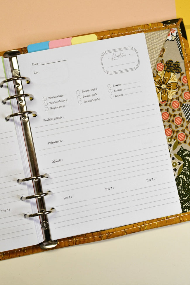 insert a5 routine beauté pour organiseur planner français, recharge routine beauté A5 pour suivre ses rituels de beauté, shirley chiche les jours souples