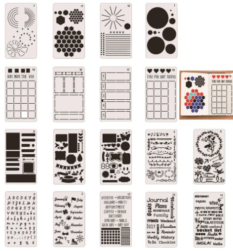 Set de 20 pochoirs pour Bullet Journal & carnet - Shirley Chiche planner